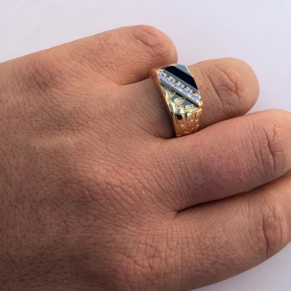 Men's 14k Gold Over Solid 925 Silver Nugget Ring - Picture 7 of 13